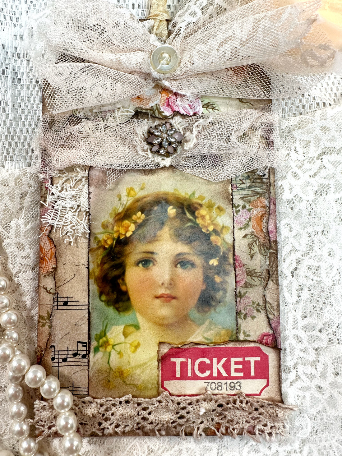 Upcycled journal with a vintage look using napkins and essentials from Essential Shabby collections