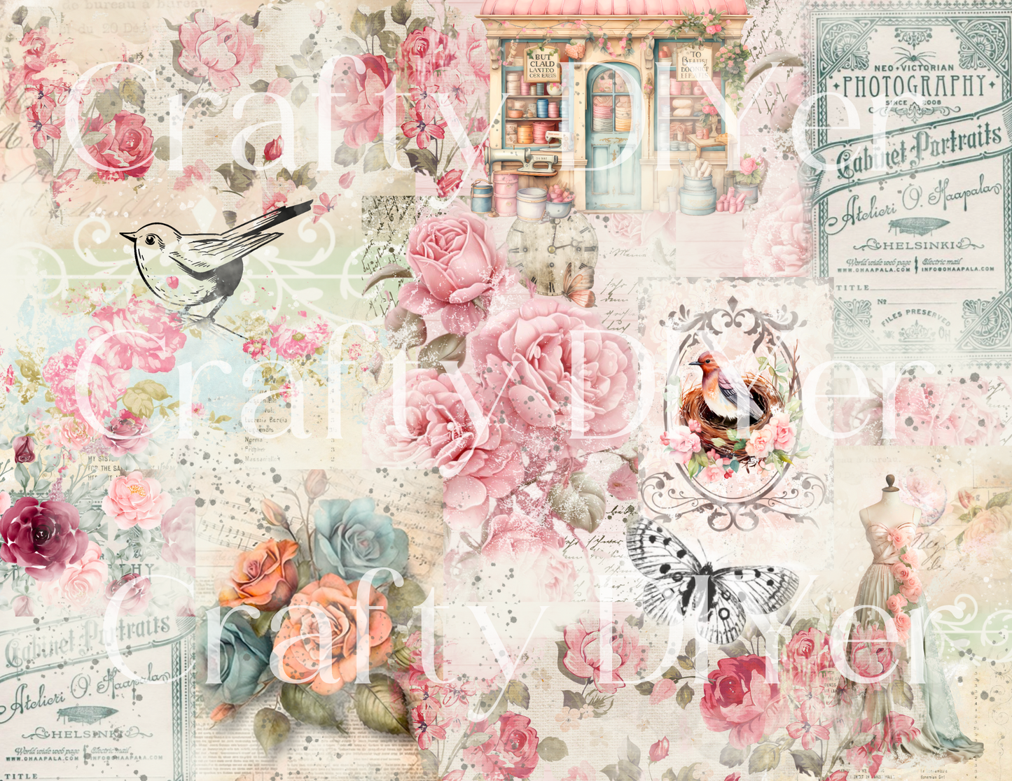 Shabby Pink Collage Digital Printables