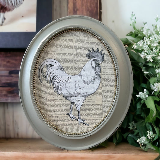 Oval frame with Rooster