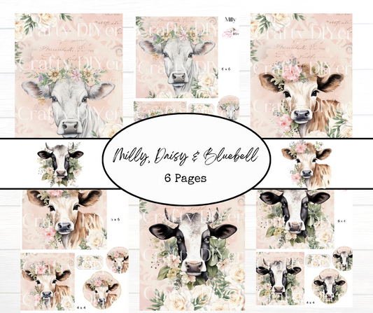 Millie, Daisie, and Bluebell Cow Digital Printables