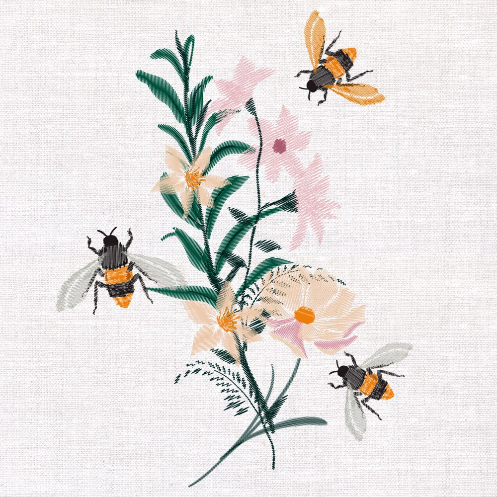 Floral Bees Napkins(set of 4)