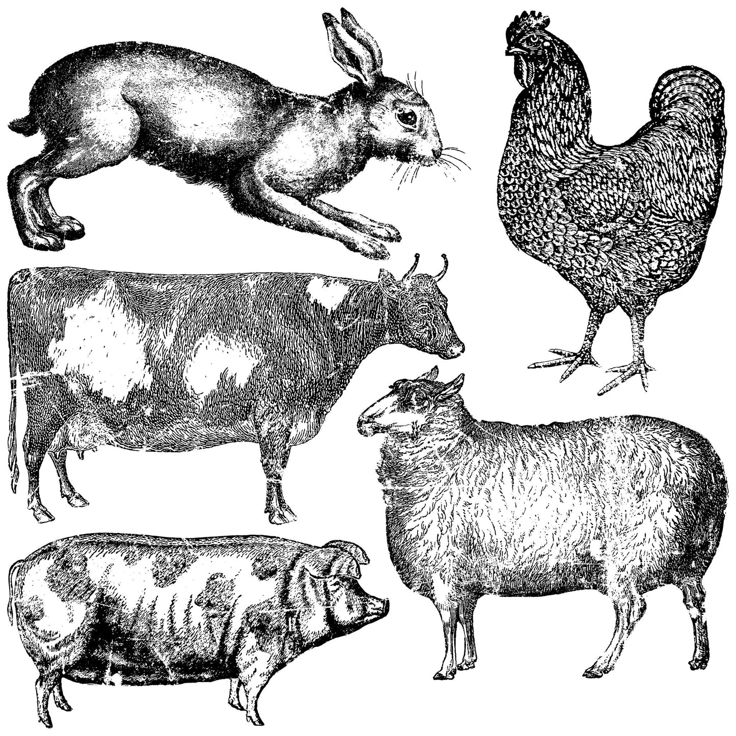 Farm Animals IOD Decor Stamp
