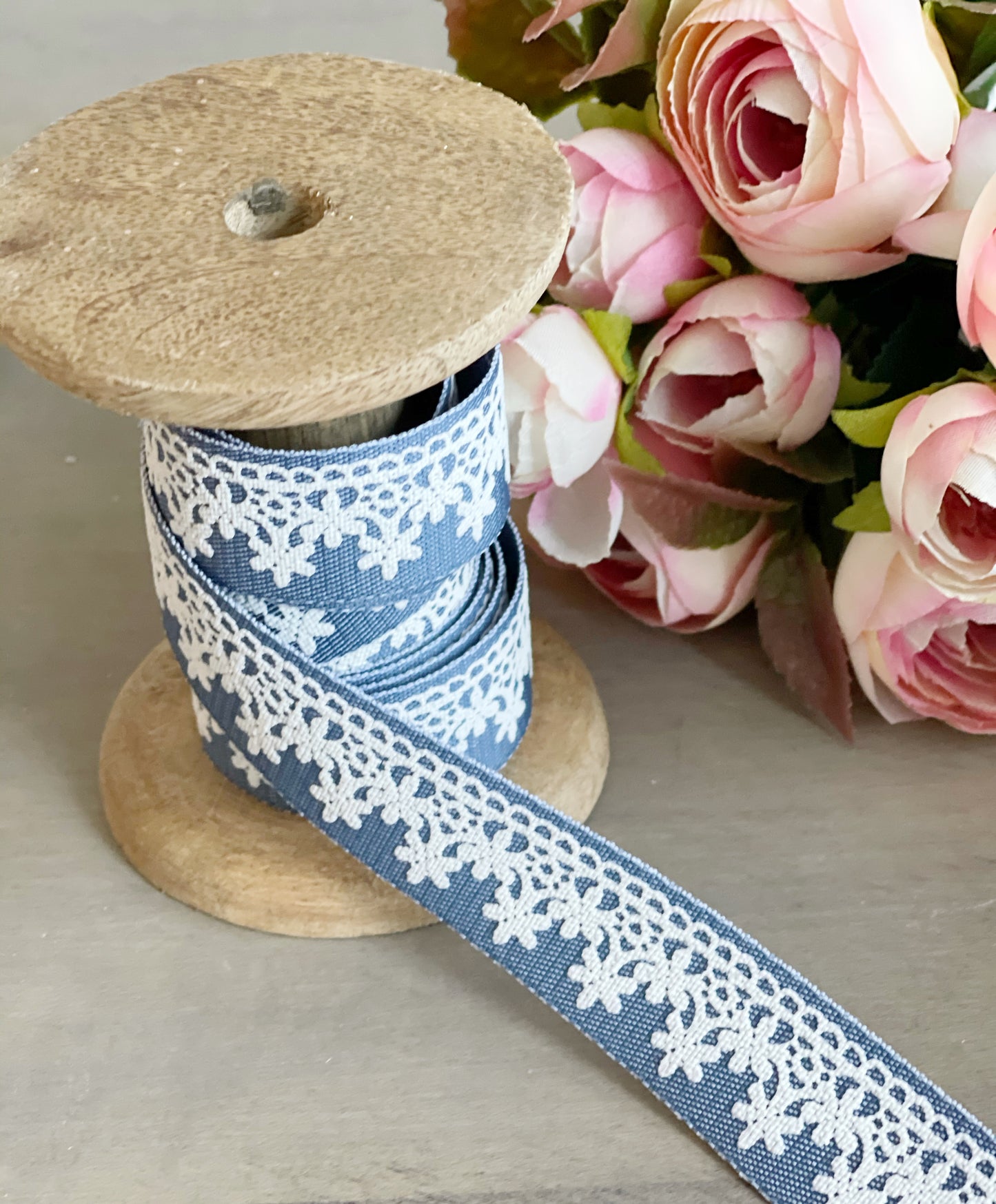 DENIM AND LACE RIBBON