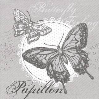 Papillon Grey  Napkins (Set of 4)